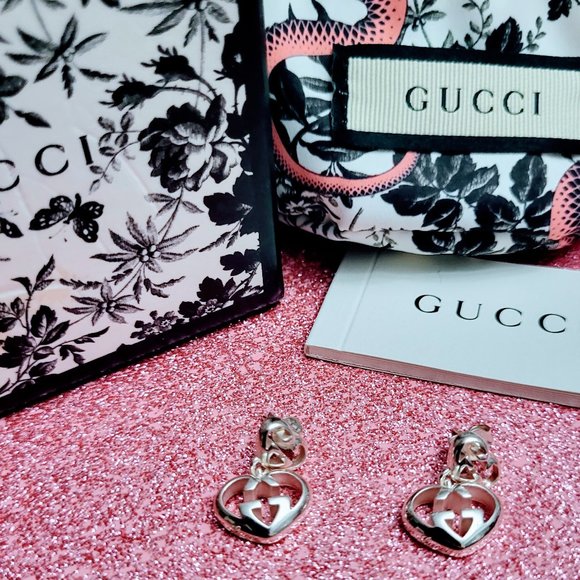 Gucci Britt Love Heart Earrings | Sterling Silver | NWT - Picture 2 of 9